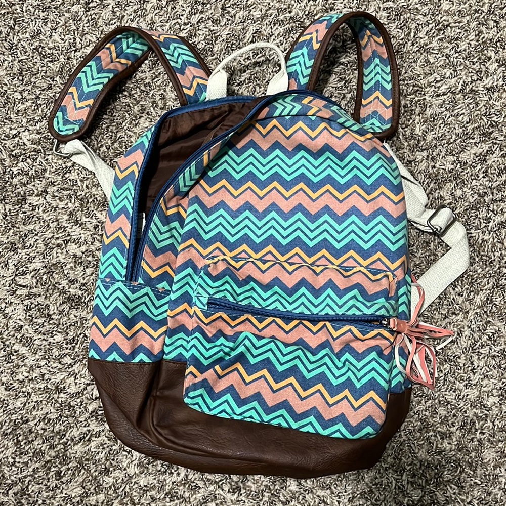 Multi colored chevron, with tassels backpack